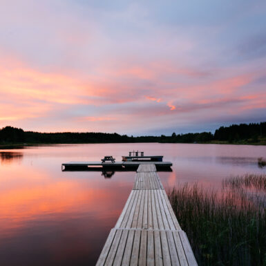 Schweden Steg Sonnenuntergang